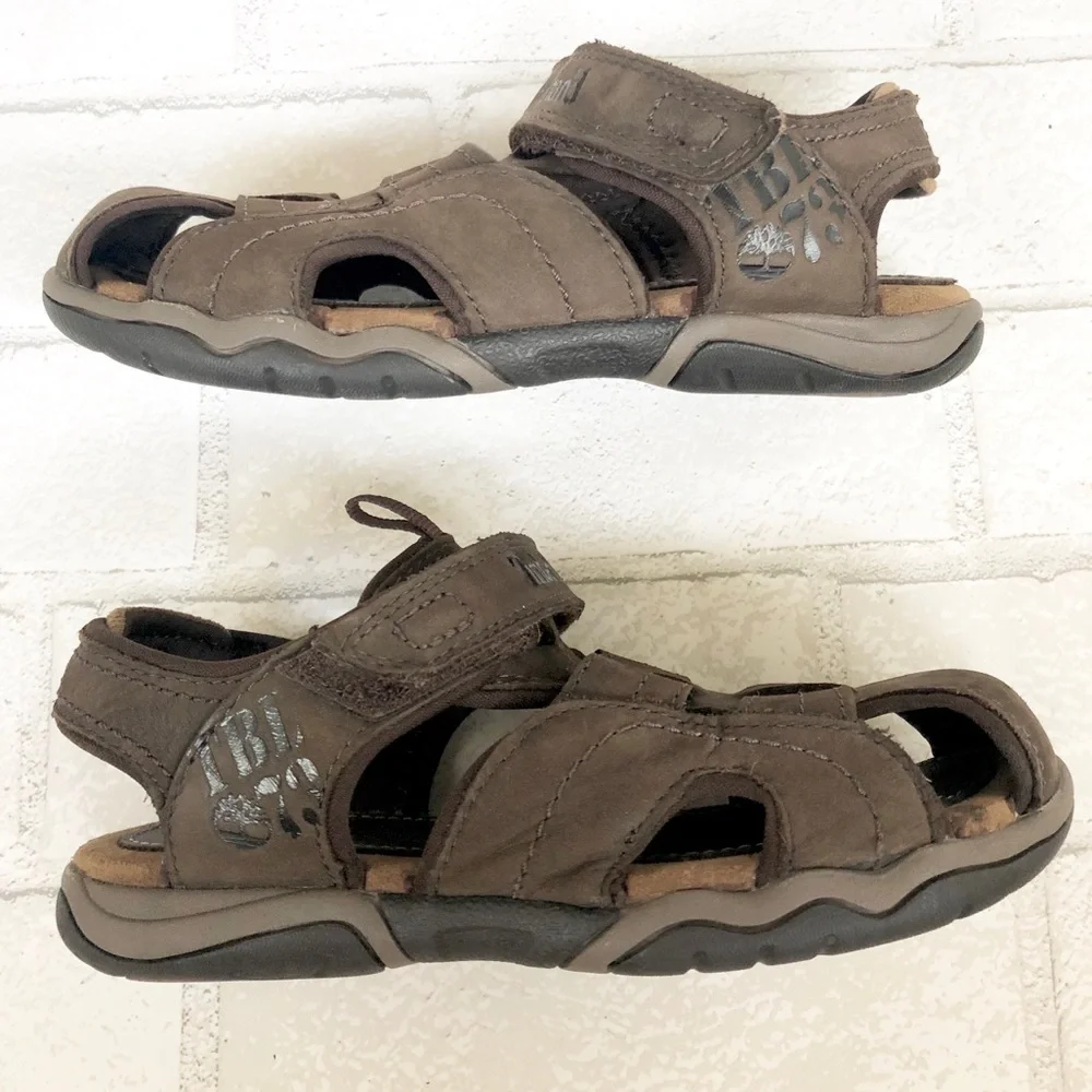 Timberland Kids Earthkeepers Brown Leather Sport Sandals Boys Size 1 Little Kid